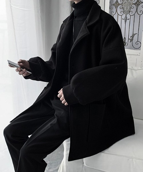 「Auntie Rosa」 チェスターコート X-LARGE ブラック レディース_画像8