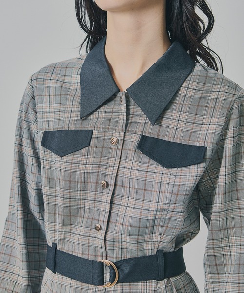 REDYAZEL（レディアゼル） ワンピース バイカラーチェックボックス