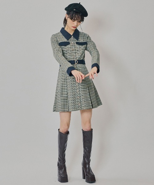 REDYAZEL（レディアゼル） ワンピース バイカラーチェックボックス