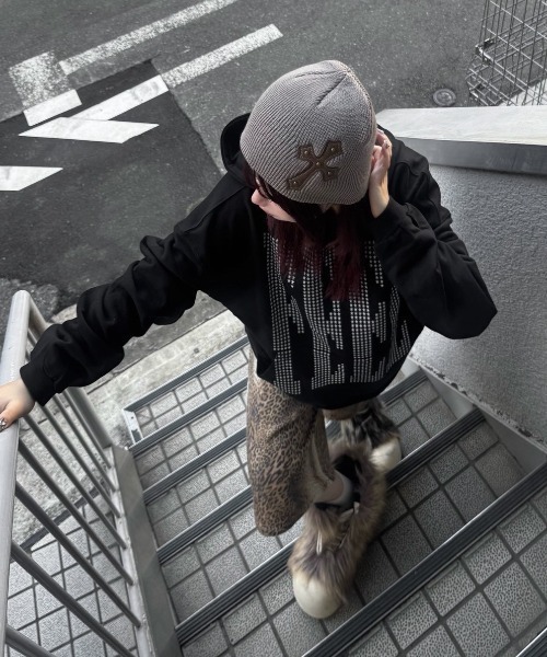 ニット帽 ニットキャップ 「Never mind the XU」cross beanie