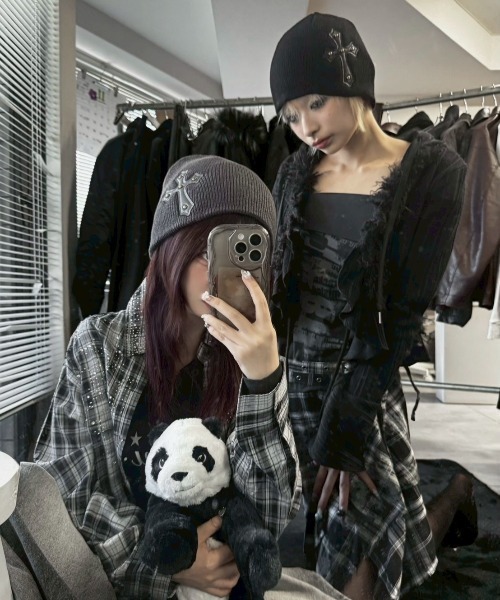 ニット帽 ニットキャップ 「Never mind the XU」cross beanie