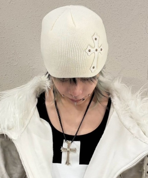 ニット帽 ニットキャップ メンズ 「Never mind the XU」cross beanie