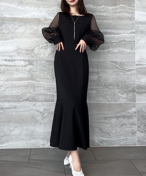 「JUNOAH」 長袖ワンピース X-LARGE チャコール レディース_画像2