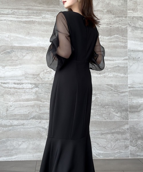 「JUNOAH」 長袖ワンピース X-LARGE チャコール レディース_画像5