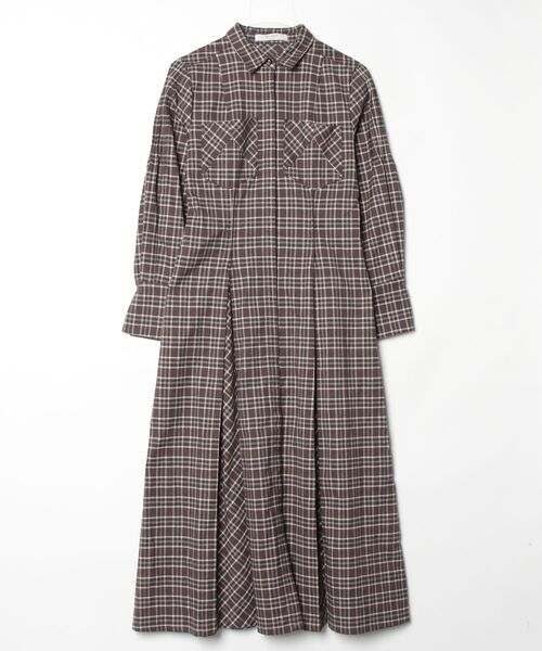 Her lip to チェック柄シャツワンピース M グレー レディース