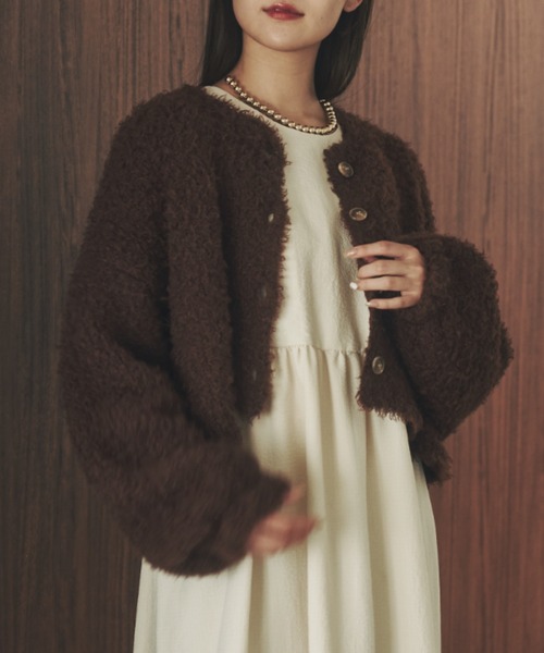 「moi tytto」 ニットカーディガン FREE ブラウン レディース_画像3