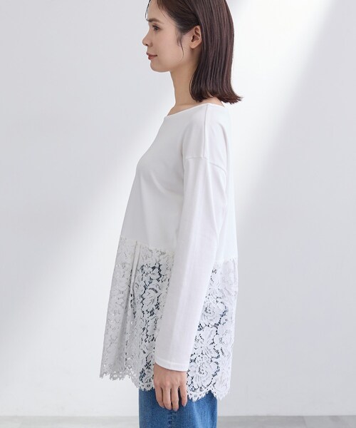 INDIVI V.A.I 【洗える/日本製】ケミカルレース切り替えカットソー INDIVI（インディヴィ） tシャツ 「洗える／レイヤードにおすすめ