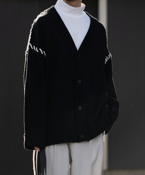 「JUNRED」 ニットカーディガン M チャコールグレー メンズ_画像5