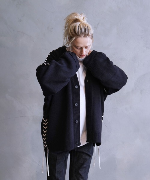 「JUNRED」 ニットカーディガン M チャコールグレー メンズ_画像6