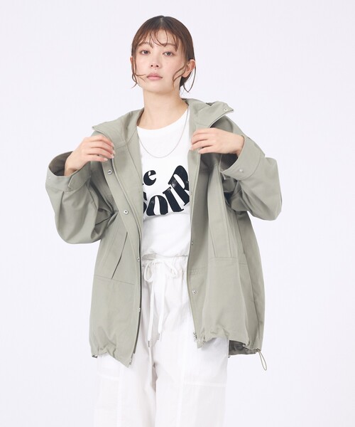 美品✨エブール　コットン　フーデットブルゾン　マウンテンパーカー　ジップアップ ebure - 美品✨エブール コットン フーデットブルゾン マウンテン