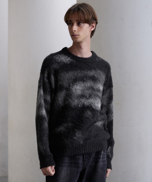 「CLEL」 長袖ニット M シルバー メンズ_画像3