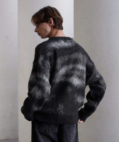 「CLEL」 長袖ニット M シルバー メンズ_画像4