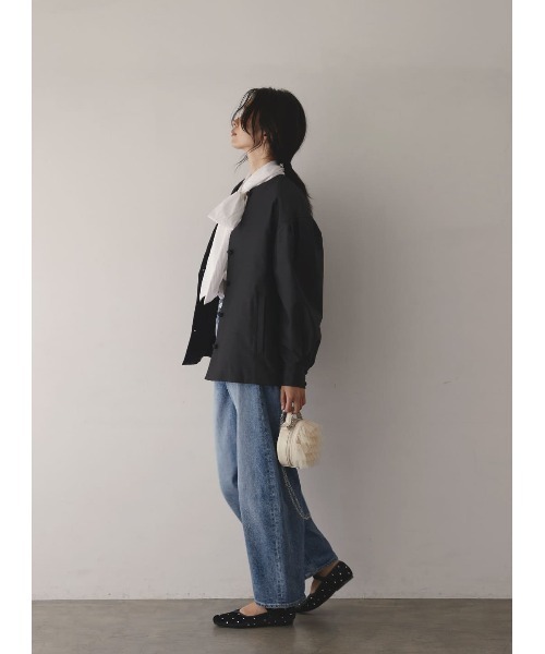 「COEL」 ノーカラージャケット 38 ネイビー レディース_4