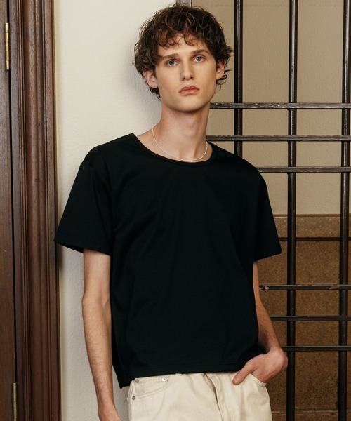 LURAKU tシャツ 「LURAKU」Loose Neck Cropped Tee / ルーズネック