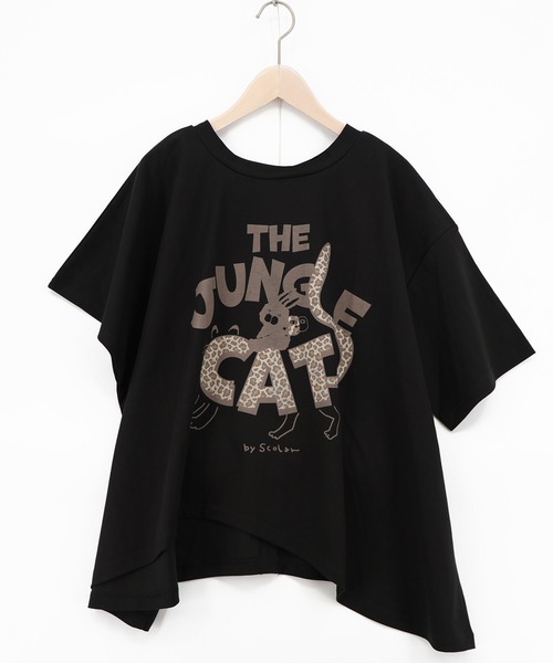 ScoLar（スカラー） tシャツ 半袖 162702：ヒョウ柄ロゴ乗りラビル