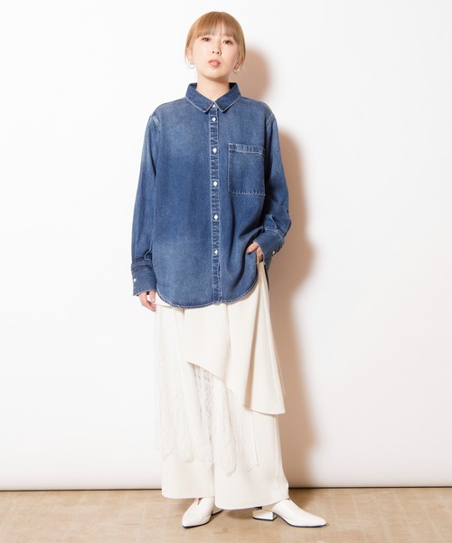 「OSMOSIS」 「loaf」長袖シャツ ONE SIZE ライトブルー レディース_画像2
