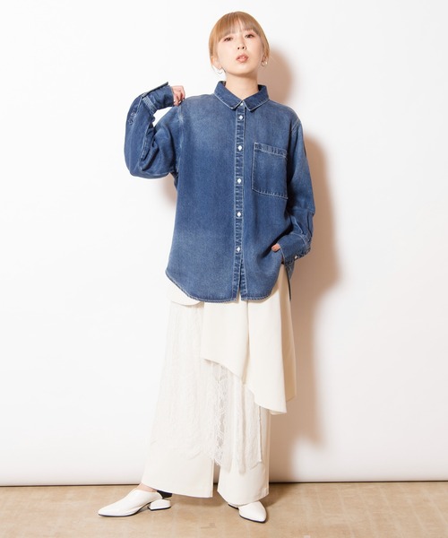 「OSMOSIS」 「loaf」長袖シャツ ONE SIZE ライトブルー レディース_画像3