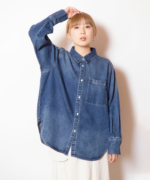 「OSMOSIS」 「loaf」長袖シャツ ONE SIZE ライトブルー レディース_画像4