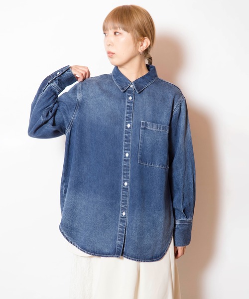 「OSMOSIS」 「loaf」長袖シャツ ONE SIZE ライトブルー レディース_画像5