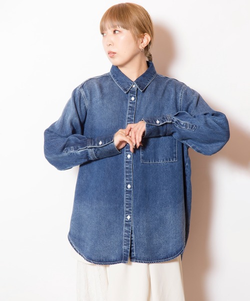 「OSMOSIS」 「loaf」長袖シャツ ONE SIZE ライトブルー レディース_画像6