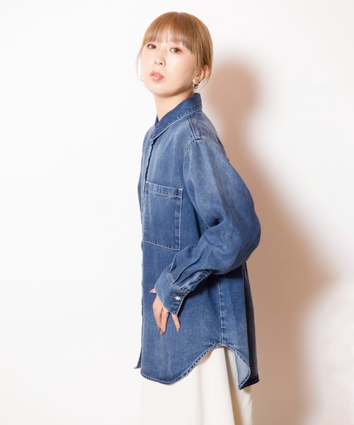 「OSMOSIS」 「loaf」長袖シャツ ONE SIZE ライトブルー レディース_画像7
