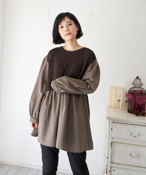 ケーブルニットドッキングブラウス LBC｜ケーブルニットドッキングブラウス | Rakuten Fashion(楽天