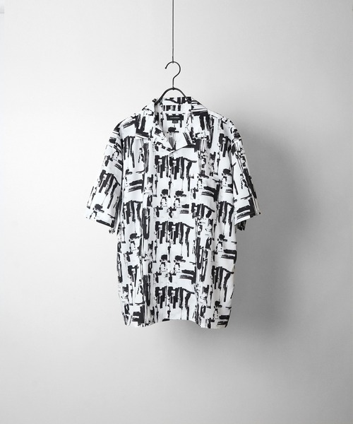 極美品　Theory 現行23SS 半袖シャツ　オープンカラー　花柄　紺　L Theory - セオリー ビッグシャドーフラワー 花柄 オープンカラー