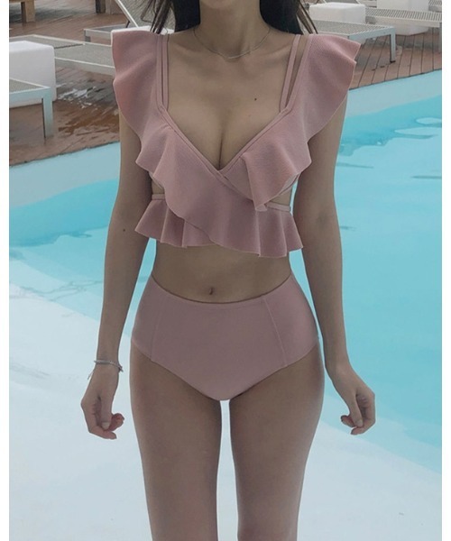 ハイウエスト ビキニ シースルー フリル 水着 レディース 夏 ビキニ 水着 ハイウエスト フリル シースルー かわいい セクシー