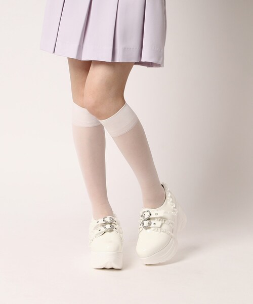 cs T&P スニーカー 厚底キラキラビジュー付きスニーカー