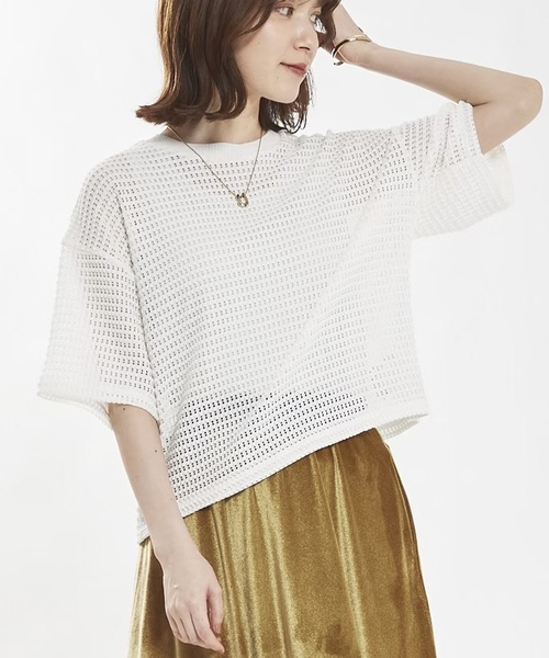 tシャツ 「シアートップス」メッシュ半袖プルオーバー レディース | abahouse mavie | 01