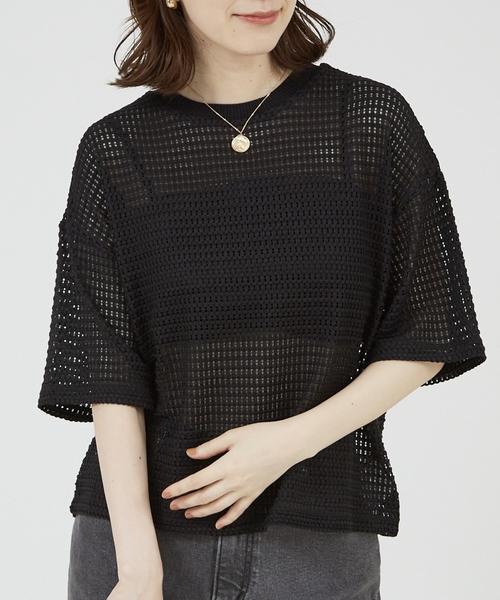 tシャツ 「シアートップス」メッシュ半袖プルオーバー レディース | abahouse mavie