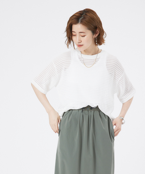tシャツ 「シアートップス」メッシュ半袖プルオーバー レディース | abahouse mavie | 07