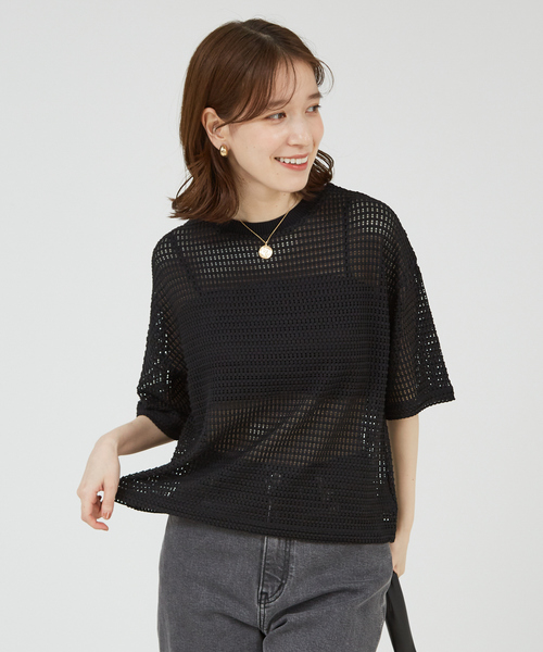 tシャツ 「シアートップス」メッシュ半袖プルオーバー レディース | abahouse mavie | 20