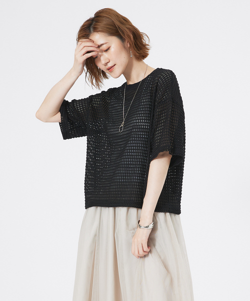 tシャツ 「シアートップス」メッシュ半袖プルオーバー レディース | abahouse mavie | 22