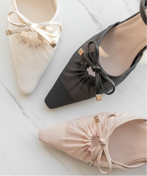 RANDA シアーリボンパンプス ランダ RANDA ☆ シアーリボンパンプス （BLACK） -靴