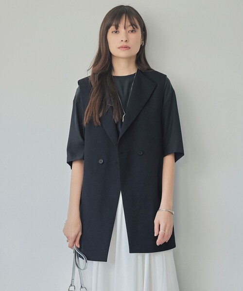 ICB 2026今季　ダークネイビー ダブルブレスト ベスト　ジレ ICB（アイシービー） ベスト ジレ 「接触冷感・UVケア・撥水・洗える