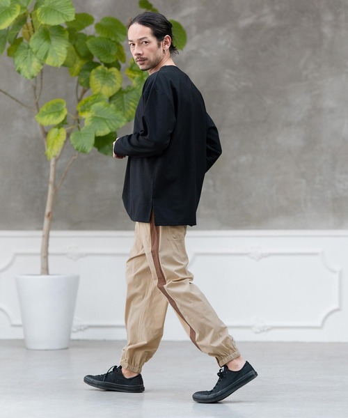 CAMBIO パンツ mp12076- サイドラインナイロンジョグパンツ