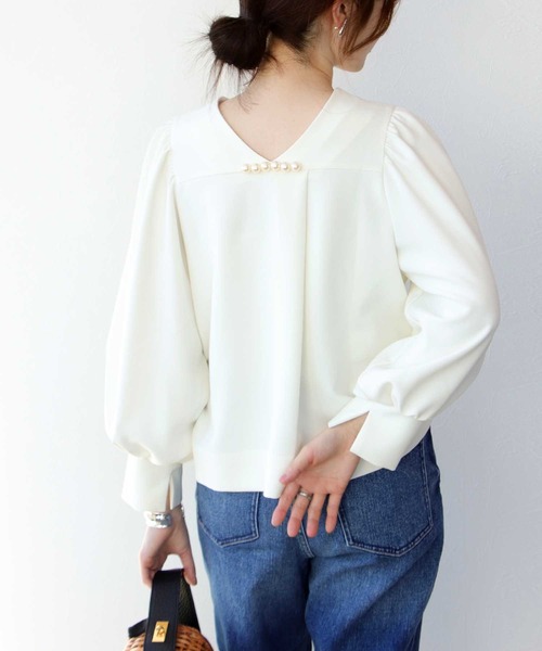 二回使用パールブラウス ブラウス シャツ パール襟ブラウス レディース : ZOZOTOWN Yahoo