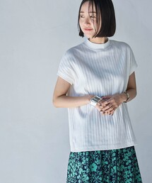 【S・Mサイズ】ハイネック　フレンチスリーブTシャツ ハイネックフレンチスリーブTシャツ(綿100%・洗濯機OK