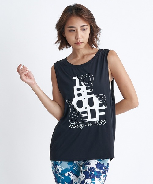 ロキシー タンクトップ レディース 通販 新作 人気 女性 かわいい ギフト プレゼント 速乾 UVカット バッククロスデザイン 黒 ロゴ ROXY RDK231528 ROXY ラッシュガード FUN ＆ ALIVE TANK/ロキシー水陸両用