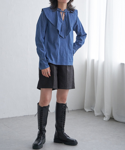 VENCE EXCHANGE ブラウス シャツ ウエスト絞りブラウス