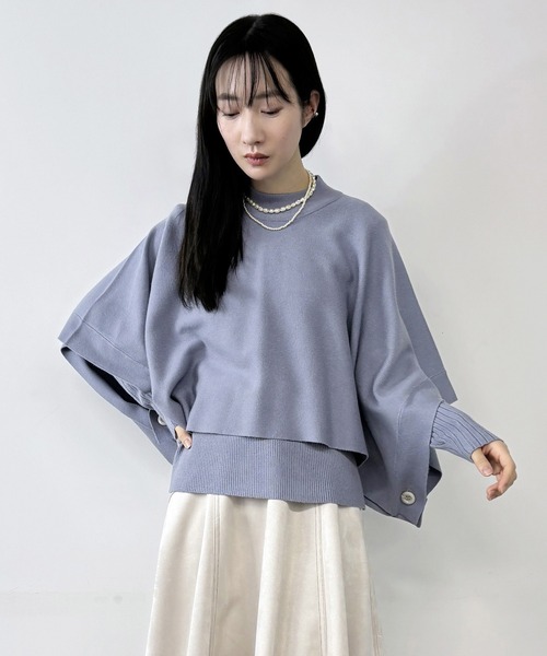 cayoCELINE 豪華カシミヤアンサンブル　ポンチョ＋半袖ニット NICOLE white（ニコルホワイト） アンサンブル アンサンブルニット