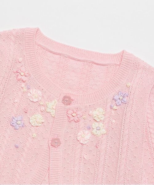 ベビー リボン刺繍ニットボレロ_4