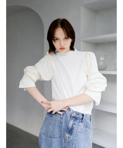 tシャツ slit sleeve combi tops レディース