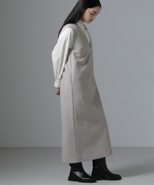 NANO universe ワンピース ジャージーメルトンVネックIライン  