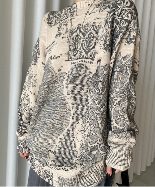 Ameri（アメリ） ニット セーター UND VINTAGE LIKE HANDWRITING OVER