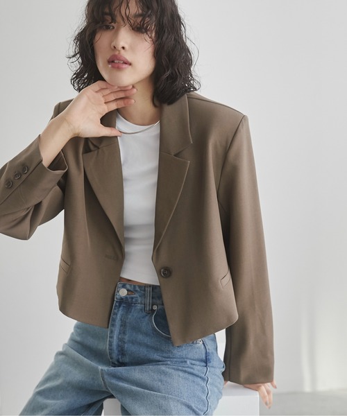【セットアップ対応商品】セミダブルテーラードジャケット （BEIGE） ABAHOUSE ジャケット テーラードジャケット 「セットアップ対応