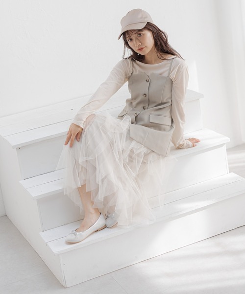 mysty woman セットアップ着用可・フロントボタンビスチェ