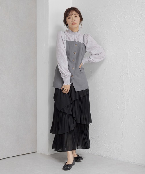 mysty woman セットアップ着用可・フロントボタンビスチェ