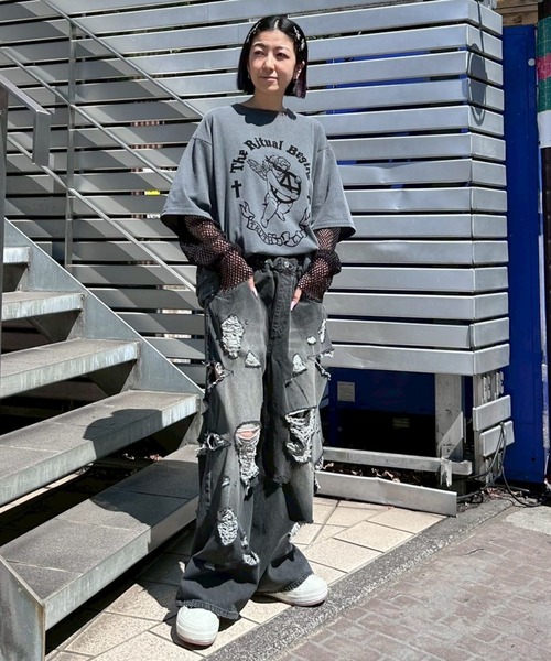 candy stripper ロゴ総柄デニムセットアップ COMBINED DENIM JACKET | Candy Stripper（キャンディ ストリッパー